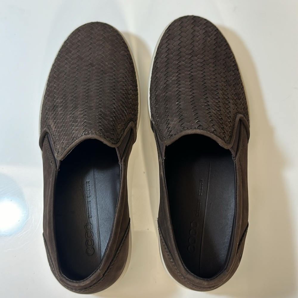 Ecco Soft 7 Woven Brown Leather Slip On Sneaker Shoes Size 42(8-8.5) - Picture 8 of 15